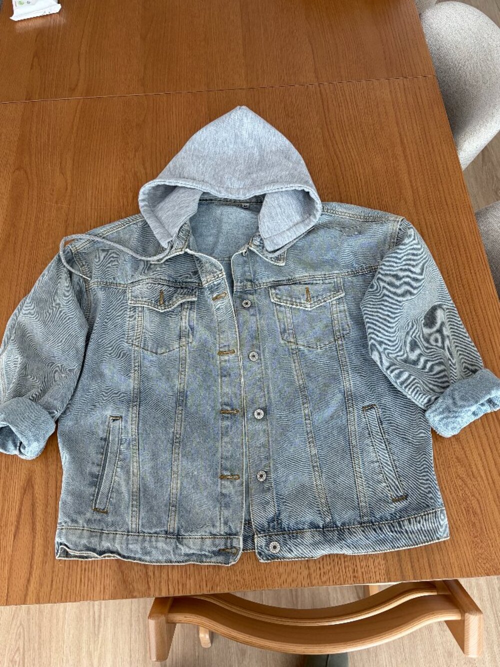Vintage Jean Jacket with sweater hood M